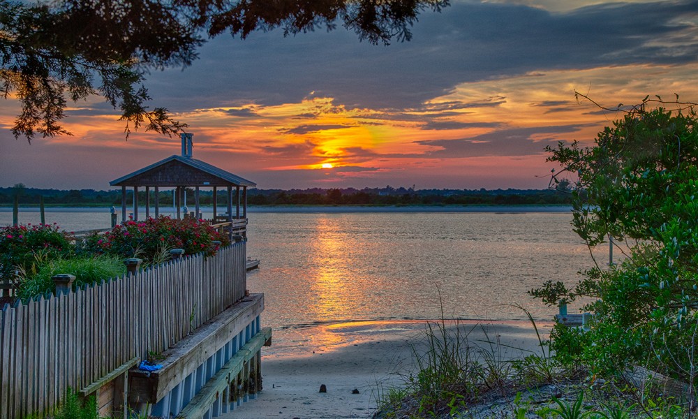Sunset over Banks Channel on the Intercoastal waterway from Wrightsville Beach, NC.